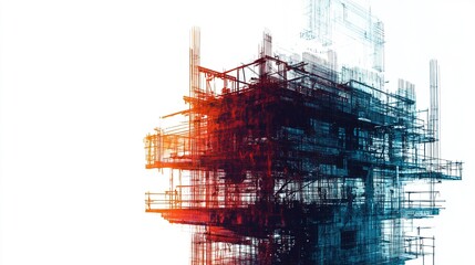 Poster - Abstract Architectural Structure with Dynamic Line Patterns
