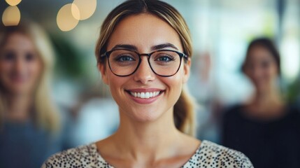 Fototapete - Professional networking event with smiling woman modern office portrait bright atmosphere