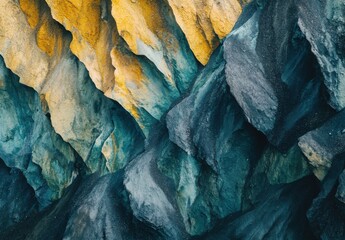 Poster - Striking Textures of Colorful Rock Formations Highlighting Geological Layers and Natural Patterns in an Abstract Aesthetic Setting