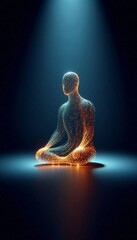 Aufkleber - Abstract representation of a human figure made of glowing data streams