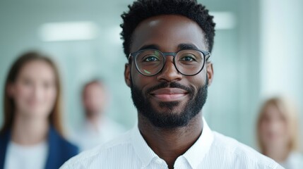 Aufkleber - Professional portrait of a smiling man in an office setting urban environment close-up