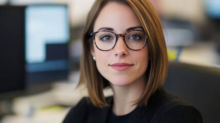 Aufkleber - Empowerment in the office portrait of a professional woman in modern workspace