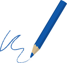 Poster - a blue pencil is drawn on a white background