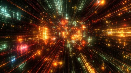 Poster - Vibrant Abstract Burst of Light and Colorful Digital Effects