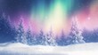 © Klong - Snow-covered pine trees glowing faintly under a sky filled with colorful aurora lights