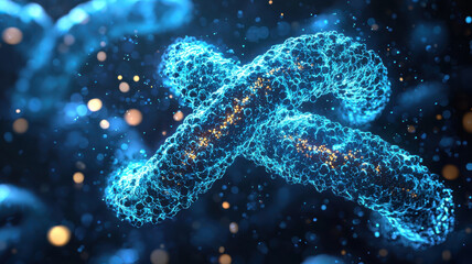 Poster - detailed scientific infographic illustrates intricate structure of chromosome, highlighting its complex molecular composition and genetic significance