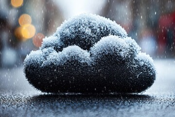Poster - Snowy Cloud Computing Symbol in Winter Rain