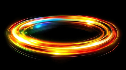 Poster - Colorful light circle on black background creates vibrant effect