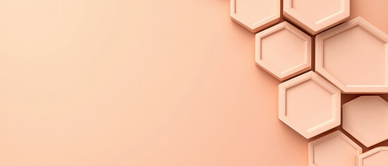 Poster - Hexagonal shapes on soft peach background create calming design