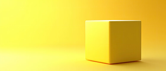 Poster - Yellow cube on vibrant yellow background