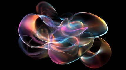 Poster - Colorful abstract shapes create a mesmerizing visual effect in a dark background