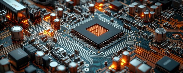 Aufkleber - High Tech Circuit Board CPU Microchip Electronics Technology