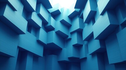 Poster - Abstract Blue Cube 3D Background Geometric Texture Modern Design