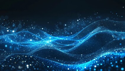 Wall Mural - abstract blue sparkling wave with bokeh effect.