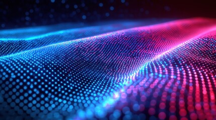 Poster - Abstract Pink Blue Wave Particle Network Background
