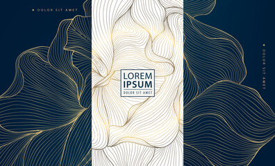 Wall Mural - vector set of flower golden art deco patterns, floral line package labels. perfume, beauty products,