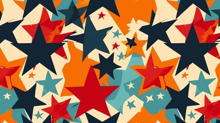 Canvas Print - a seamless pattern of colorful stars on a white background.