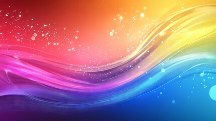 Dynamic abstract digital technology background with vibrant rainbow color gradients and flowing curves, ideal for eye-catching posters, modern web page designs, and engaging powerpoint presentations