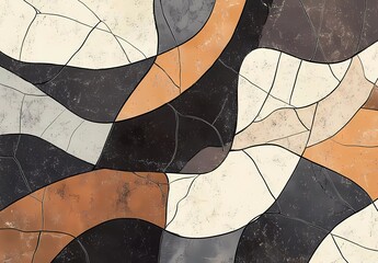 Poster - Abstract modern art background with lines and shapes in brown, gray, and beige colors. Vector illustration of a textured wall with a grainy pattern.