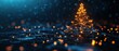 © Krit Kritchaya - A glowing Christmas tree adorned with lights, set against a dark, shimmering background, evokes a festive and magical atmosphere.