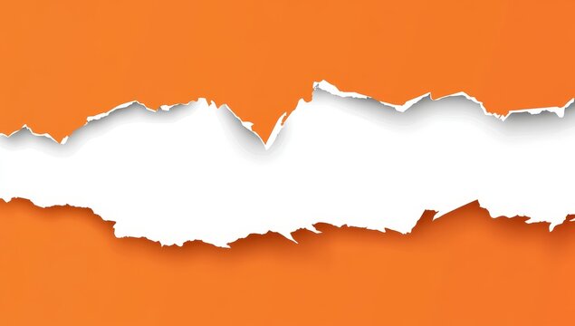 Torn orange paper with white background.