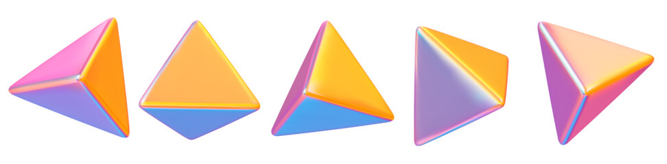 Aufkleber - 3d neon or holographic triangle symbol or icon with different angles. Geometry figure triangle form. Stock vector illustration on isolated background.