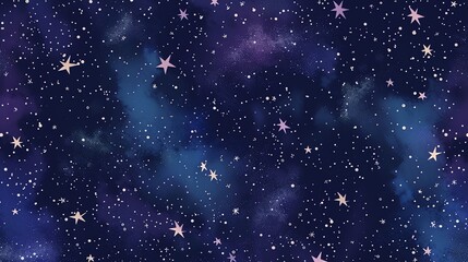 Wall Mural - a dark blue starry night sky background with white and pink stars.