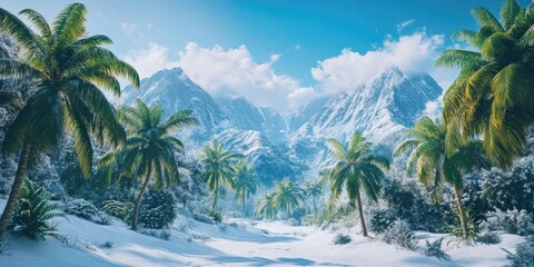 Wall Mural - Snowy Palm Grove