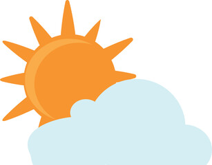 Wall Mural - a cartoon sun is shining on a cloudy day