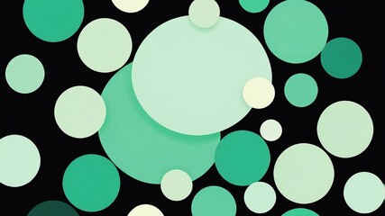 Wall Mural - Abstract shade of green circles on black background