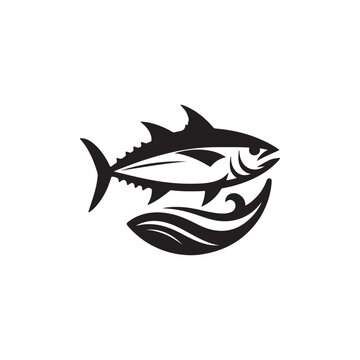 Tuna Fish silhouette vector Style with white background