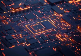 Fototapete - Abstract AI circuit board background.