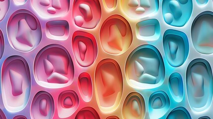 Poster - An abstract pattern of various shapes in pink, orange, and blue.