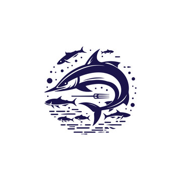Tuna Fish silhouette vector Style with white background