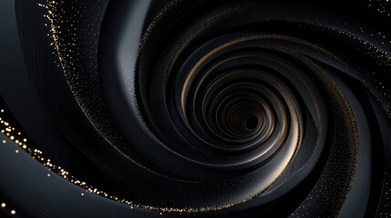 Wall Mural - Black and Gold Spiral Design with Sparkles