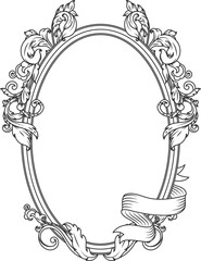 Wall Mural - a white frame with a ribbon and leaves