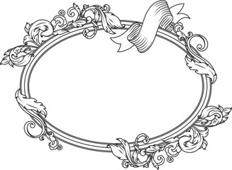 Poster - a white frame with a ribbon and leaves