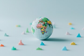 Poster - A globe surrounded by graphs, emphasizing global economic growth and opportunity