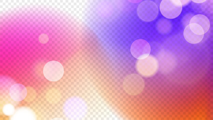 Aufkleber - Vibrant bokeh lights. Transparent background. Bright blurred overlay template. Abstract blur light effect. Vector illustration.
