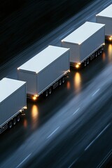Poster - A group of delivery trucks in motion, emphasizing the distribution benefits of logistics investment