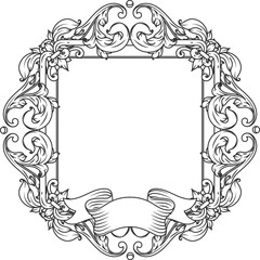 Wall Mural - a frame with a ribbon and leaves on it