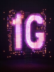 Poster - 5G network sign. Wireless internet symbol. 3d voxel vector illustration. Front view.