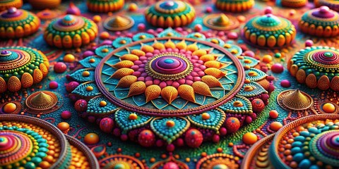 Poster - Abstract 3D Background with Repeating Pattern in High Depth of Field, Creating a Dynamic Visual Experience for Digital Art, Design, and Creative Projects