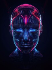 Poster - Artificial Intelligence Logo. Artificial Intelligence and Machine Learning Concept. Vector symbol AI. Neural networks and another modern technologies concepts. Technology sci-fi concept