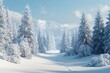 © Павел Гризунов - snowy fir woods on the plateau, picturesque winter scene with sparkling details, peaceful and inviting