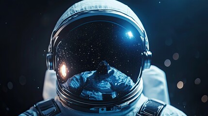 Wall Mural - astronaut helmet reflecting stars and space
