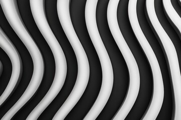 Fototapete - Dynamic black and white waves abstract art modern design digital space aesthetic perspective visual harmony