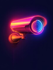 Poster - Cctv neon icon. Elements of internet things set. Simple icon for websites, web design, mobile app, info graphics