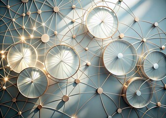 Poster - Abstract Geometric Background with Plexus Circles in Minimalistic Design, Perfect for Architectural Photography and Contemporary Digital Art Representations