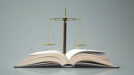 Sticker - 4k video Law Book Golden Paragraphs Scale. ProRes 4444.